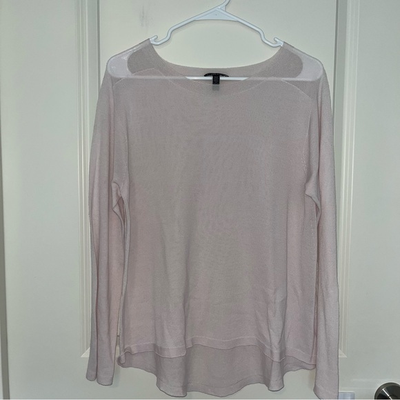 Eileen Fisher NWOT Delicate Knit Rounded Neck Long Sleeve Top - Picture 2 of 4